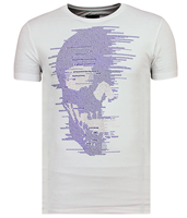 Local Fanatic Skull Glitter - Zomer T shirt Heren - 6338W - Wit