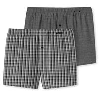Schiesser Boxers met ruit grijs 2-pack