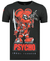 Local Fanatic Psycho Mouse - Bedrukte T shirt Mannen - 6321Z - Zwart