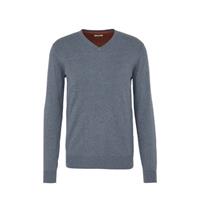 Tom Tailor Herren Basic V-neck Pullover vintage indigo blue melange