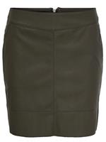 Only Damen Rock in Lederoptik, khaki