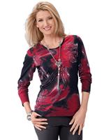 Your Look... for less! Dames Shirt met lange mouwen rood geprint Größe