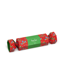 Sokken Happy socks Christmas cracker holly gift box