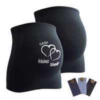 mamaband Bauchband 2er-Pack Unser kleines Wunder + 3er Pack Hosenerweiterung schwarz