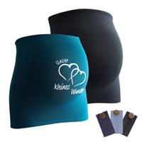 mamaband Bauchband 2er-Pack Unser kleines Wunder + 3er Pack Hosenerweiterung schwarz/petrol