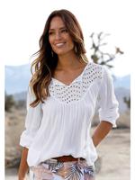Lascana Crêpe-blouse met geborduurde oogjes, damesblouse, losse pasvorm