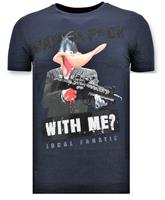 Local Fanatic Heren T shirt met Print - Shooting Duck Gun - Blauw