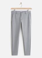 gestreepte slim fit pantalon light grey melange