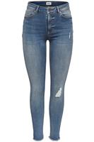 Only Jeans "Blush", Skinny Fit, Destroyed-Look, offener Saum, blau