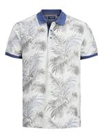 Botanische Print Polo Heren Blauw