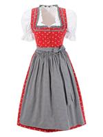 Dirndl (3-tlg., mit Dirndlbluse) midi mit Rüschen am Ausschnitt