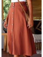 Lascana Zomerrok halflange rok van mix van linnen met knoopsluiting, midi rok, linnen rok