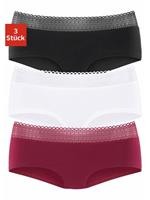 s.Oliver Bodywear Hipster (3 Stück) mit graphischem Spitzenbündchen
