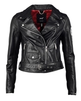 Maze Biker Lederjacke mit knalligen Innenfutter Cypress