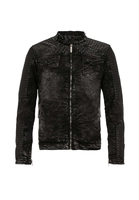 Cipo & Baxx Denim Biker Jacke mit Edelsteinelementen, Black