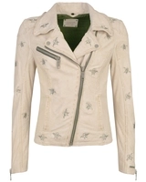 Maze Eyecatcher Biker Jacke mit schönen Stickereien Blackridge, cream