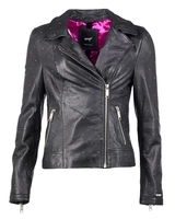 Maze Trendige Biker Lederjacke Pin, schwarz