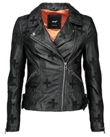 Maze Lederjacke mit gestickten Symbolen Movas