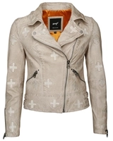 Maze Lederjacke mit gestickten Symbolen Movas