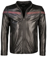 Maze Lederjacke mit rotem Retro-Streifen Vail