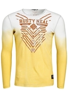 Rusty Neal Langarmshirt mit eindrucksvollem Front-Print, Gelb