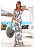 Lascana Maxi-jurk met verstelbare hals in all-over print, zomerjurk, strandjurk