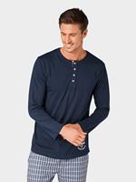Tom Tailor Herren Langarm-Shirt mit Knopfleiste, blue-dark-solid