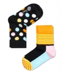 2-pack Happy Socks Kids Big Dot sokken - zwart