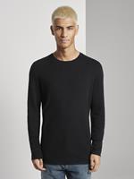 Tom Tailor Trui met textuur, Heren, Black