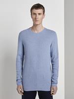 Tom Tailor Trui met textuur, Heren, soft light blue melange