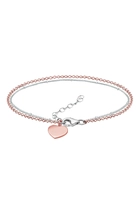 Elli Armband Bi-Color Layer Herz Love 925er Sterling Silber, 16 cm, silber,