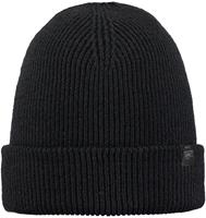 Barts Mütze "Kinabalu", Strick, Umschlag, Logo-Patch, unifarben, für Herren, schwarz, Schwarz