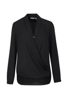 Seidensticker Wickelbluse Langarm Uni, schwarz, black