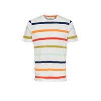 ONLY & SONS gestreept T-shirt van biologisch katoen ecru/rood/blauw/groen