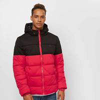 Urban Classics Hooded 2-Tone Puffer Winterjacke Herren, rot / schwarz, XL