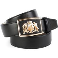 Anthoni Crown Ledergürtel mit goldfarbenem  Wappen, zeitlos