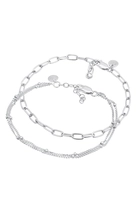 Elli PREMIUM Armband 2er Set Layer Kugelkette Basic Trend 925 Silber, 16 cm, silber, cm