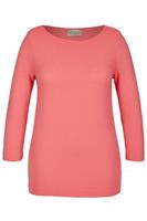 Via Appia Unifarbenes Sweatshirt 3/4-Ärmel und U-Boot-Ausschnitt Plus Size