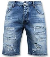 Enos Korte broek ripped short blauw