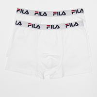 Fila Herren Boxer Shorts, 2er Pack - Baumwolle, einfarbig, weiß
