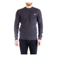 Fred Perry Waffle Textured Crew Neck Jumper - Sweater Grijs