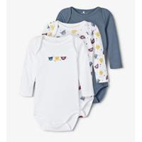 Name it 3-pack Rompertjes - Blue Bear - Biologisch katoen - lange mouw
