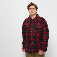 Urban Classics Freizeitjacke Plaid Teddy Lined Shirt, red/black