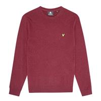 Lyle & Scott katoenen merinotrui met ronde hals in bordeauxrood