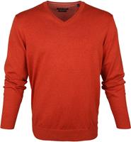 Casa Moda Pullover, V-Ausschnitt, Rippbündchen, Baumwolle, für Herren, dunkelorange