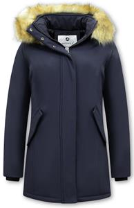 Matogla Winterjas met imitatie bontkraag slim fit