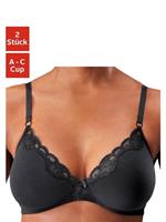 petite fleur Bralette-bh zonder beugels van katoen met kant (Set van 2)