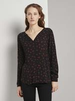 Tom Tailor Blusen & Shirts Gemusterte Bluse mit V-Ausschnitt, black rust flower print