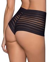 Lace Stripe High-Waisted Cheeky Hipster Leonisa | Black