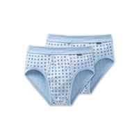 Schiesser Sportslip met gulp set van 2 stuks lichtblauw geruit - Essentials 